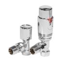 Towelrads  15mm x 1/2" Chrome Angled Modern Thermostatic Radiator Valve & Lockshield