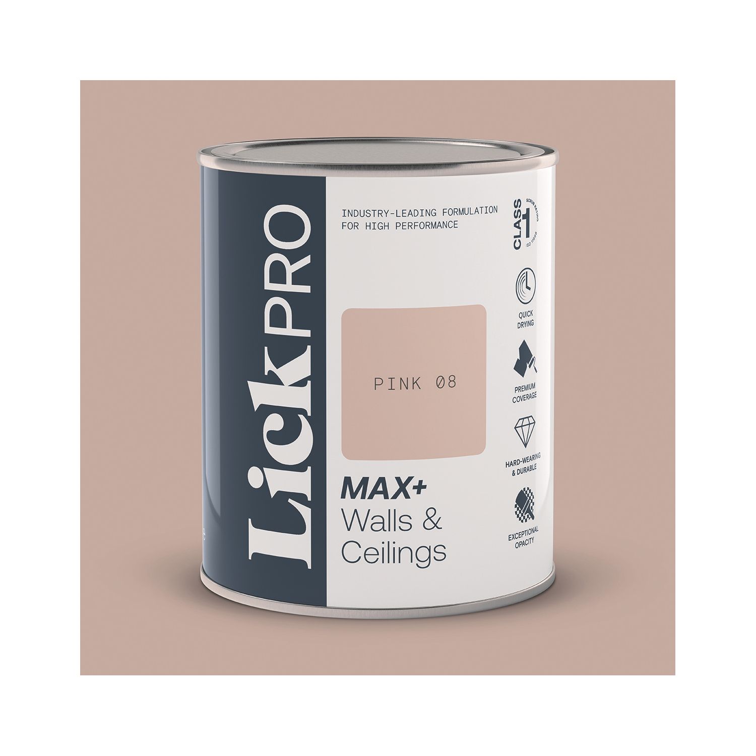 LickPro Max+ 1Ltr Pink 08 Matt Emulsion Paint (166TM)