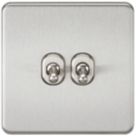 Knightsbridge  10AX 2-Gang 2-Way Light Switch  Brushed Chrome