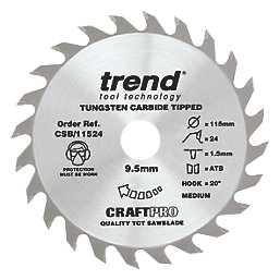Trend CraftPro CSB/11524 Wood Thin Kerf Combination Circular Saw Blade for Cordless Saws 115mm x 9.5mm 24T