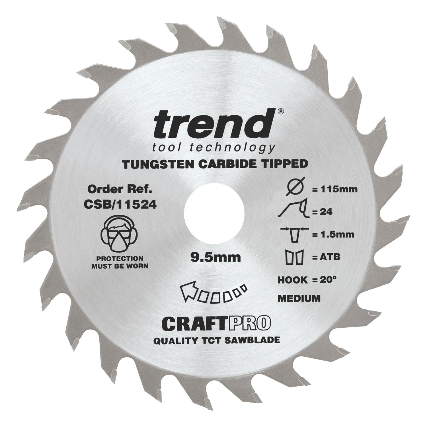 Trend CSB/11524 Wood Thin Kerf Combination Circular Saw Blade for Cordless Saws 115mm x 9.5mm 24T (166XG)