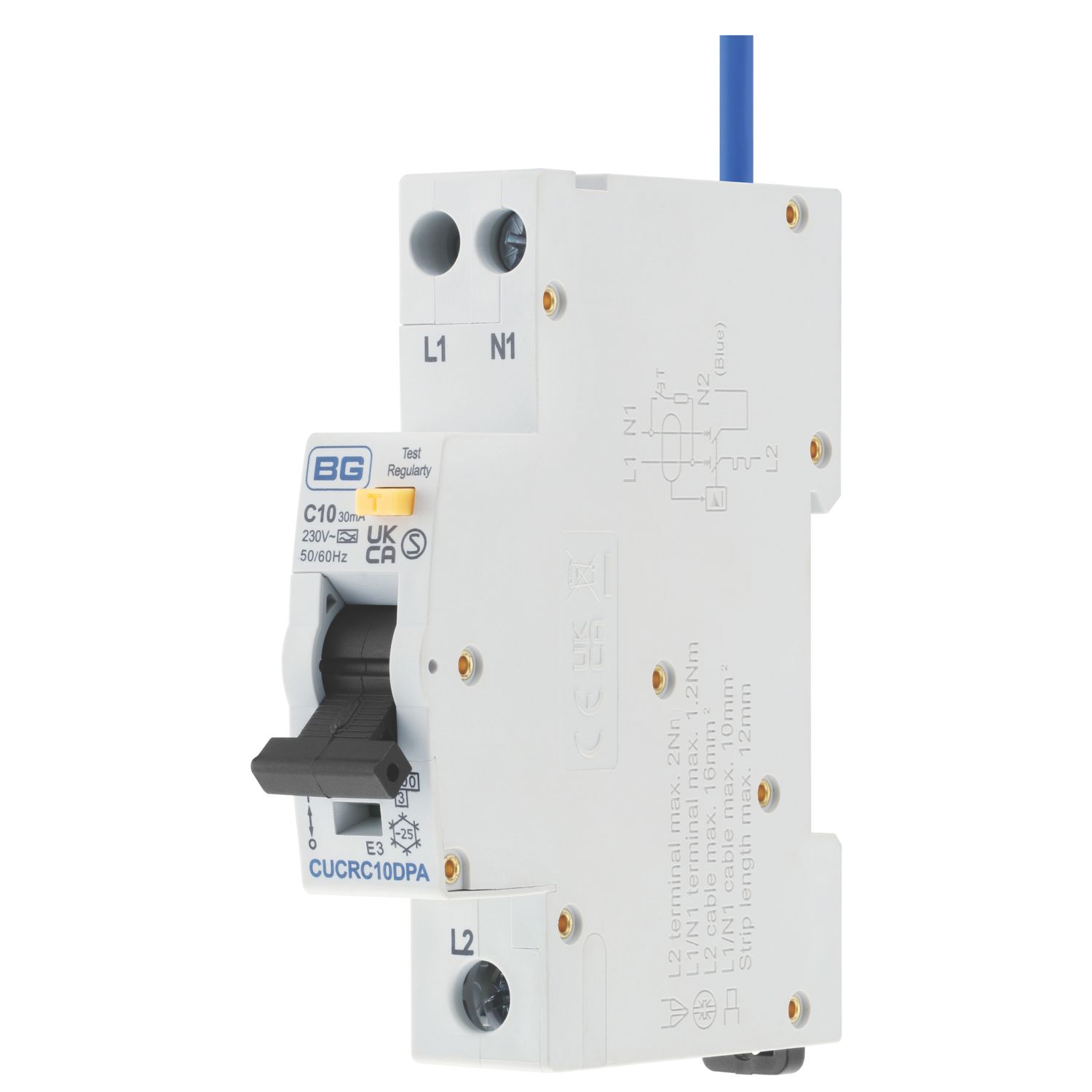 British General 10A 30mA Type A DP C Curve Bidirectional RCBO Double Pole (166YC)
