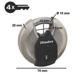 Master Lock Excell Keyed Alike Weatherproof  Disc Padlocks Steel 70mm 2 Pack