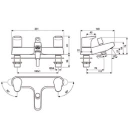 Ideal Standard Cerabase Chrome 81mm Deck Mounted Dual Control Manual Shower Mixer Tap