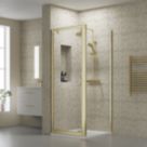 ETAL  Framed Square Pivot Door Shower Enclosure & Tray  Brushed Brass 795mm x 790mm x 1940mm