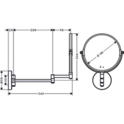 Hansgrohe Logis Shaving Mirror Chrome 257mm x 343mm x 255mm