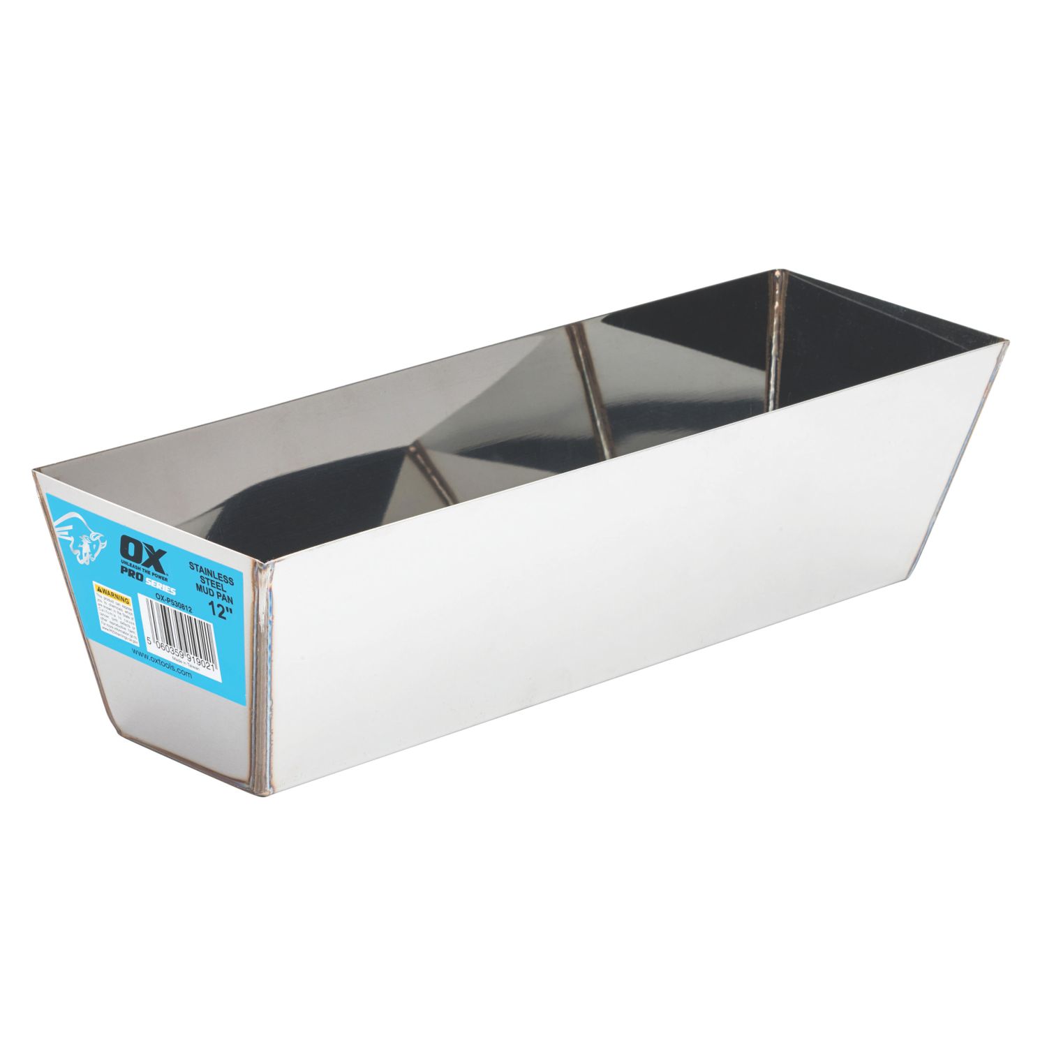 OX Pro Stainless Steel 2.5Ltr Plasterers Mud Pan 12" x 3½" (167XX)