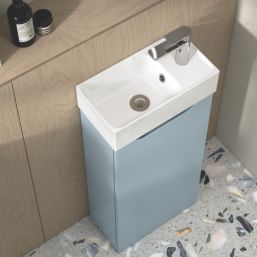 Memo Bathroom Vanity Unit with Basin Matt Soft Blue 397mm x 210mm x 860mm