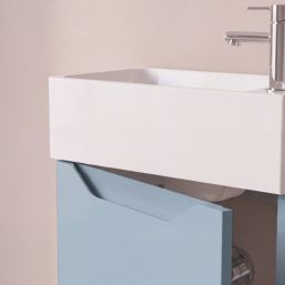 Memo Bathroom Vanity Unit with Basin Matt Soft Blue 397mm x 210mm x 860mm