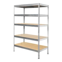 5-Tier Galvanised Steel Rivet Shelving Unit 1200mm x 600mm x 1800mm