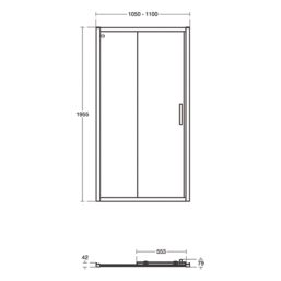 Armitage Shanks Connect 2 Framed Square Sliding Shower Door Chrome & Glass 1000mm x 1955mm