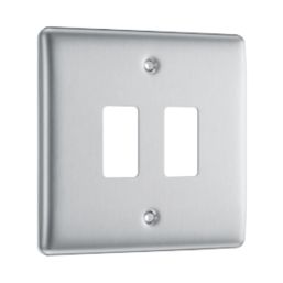 British General Nexus Metal Grid 2-Module Grid Faceplate Brushed Steel