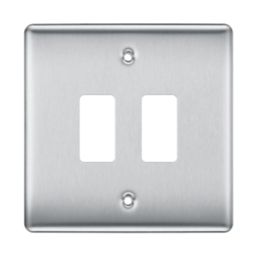 British General Nexus Metal Grid 2-Module Grid Faceplate Brushed Steel