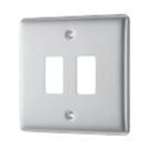 British General Nexus Metal Grid 2-Module Grid Faceplate Brushed Steel