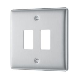 British General Nexus Metal Grid 2-Module Grid Faceplate Brushed Steel