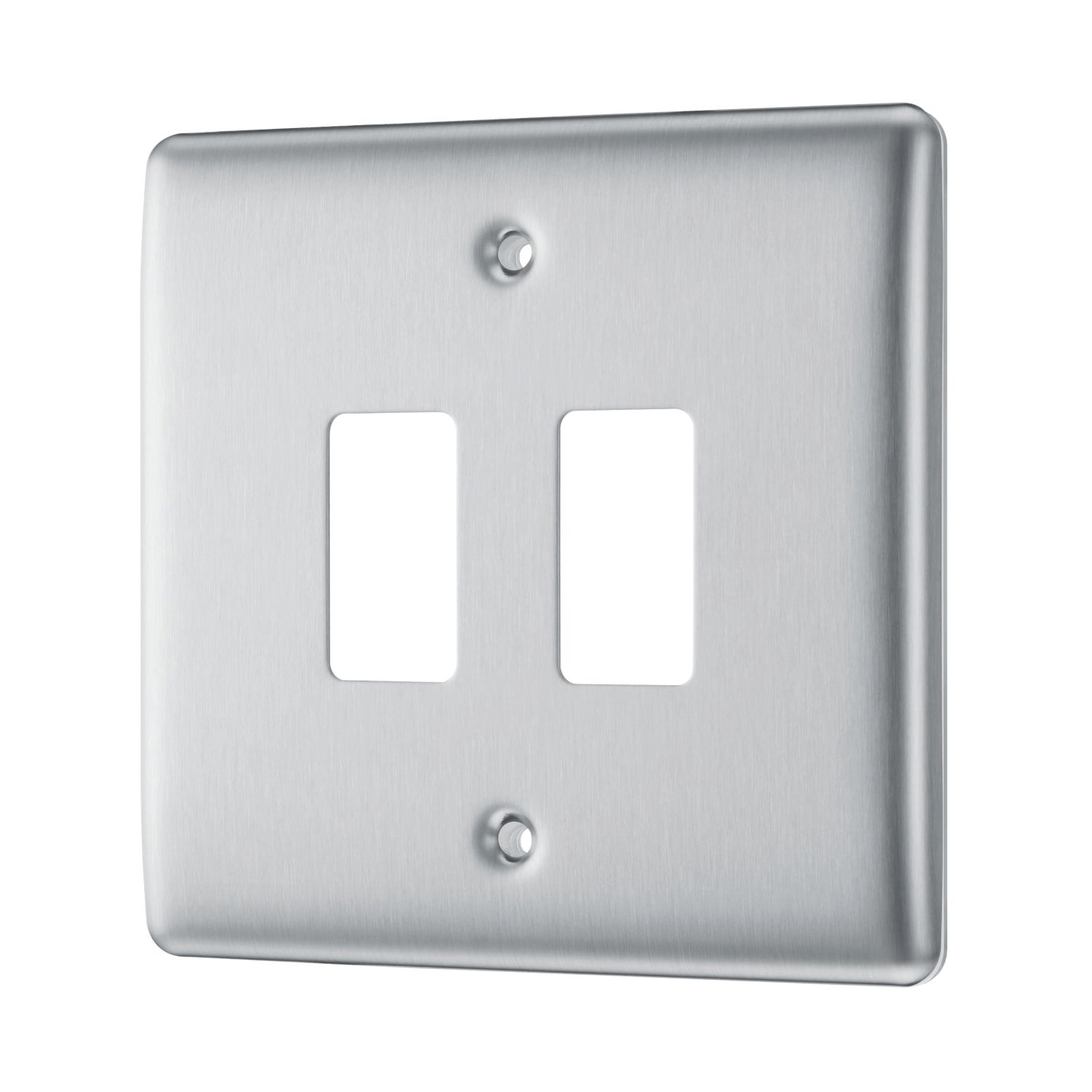 British General Nexus Metal Grid 2-Module Grid Faceplate Brushed Steel (168PY)