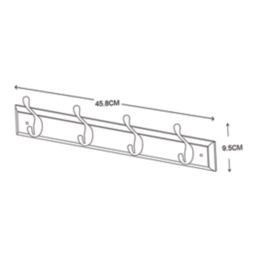 Essentials 4-Hook Rail White 458mm x 95mm