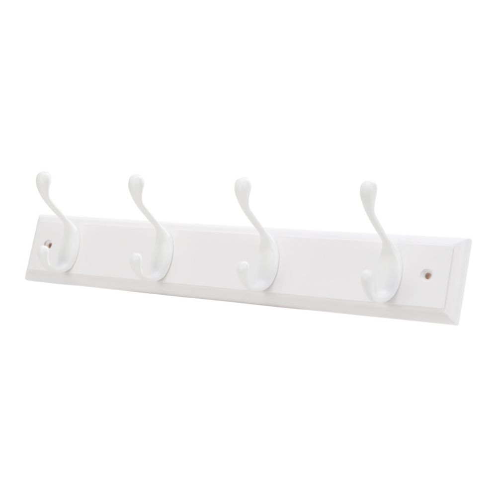 Essentials 4-Hook Rail White 458mm x 95mm - Screwfix