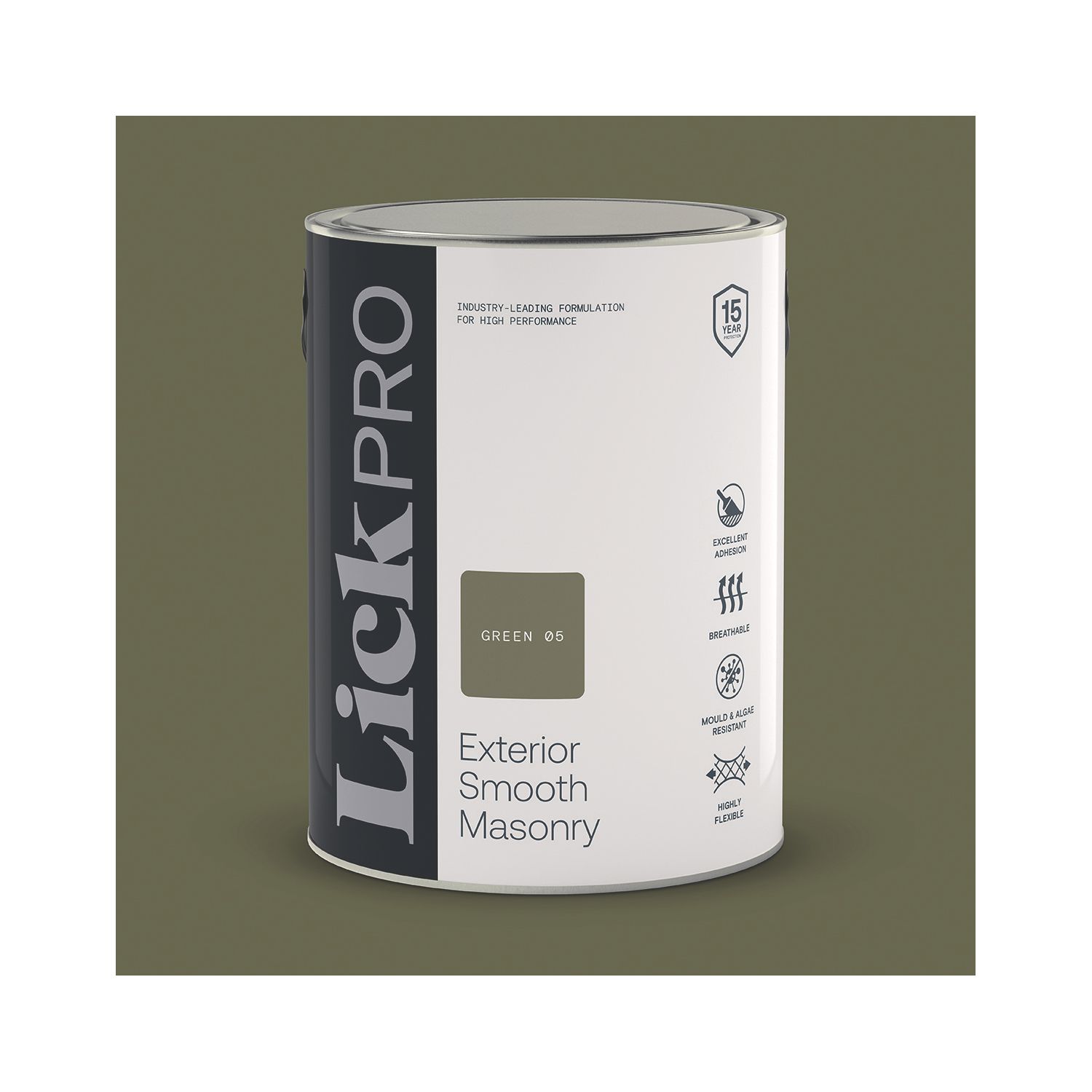 LickPro 5Ltr Smooth Green 05 Masonry Paint (168TM)