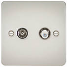 Knightsbridge  2-Gang Isolated Coaxial TV & F-Type Satellite Socket Pearl