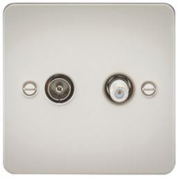 Knightsbridge  2-Gang Isolated Coaxial TV & F-Type Satellite Socket Pearl