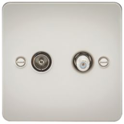 Knightsbridge  2-Gang Isolated Coaxial TV & F-Type Satellite Socket Pearl