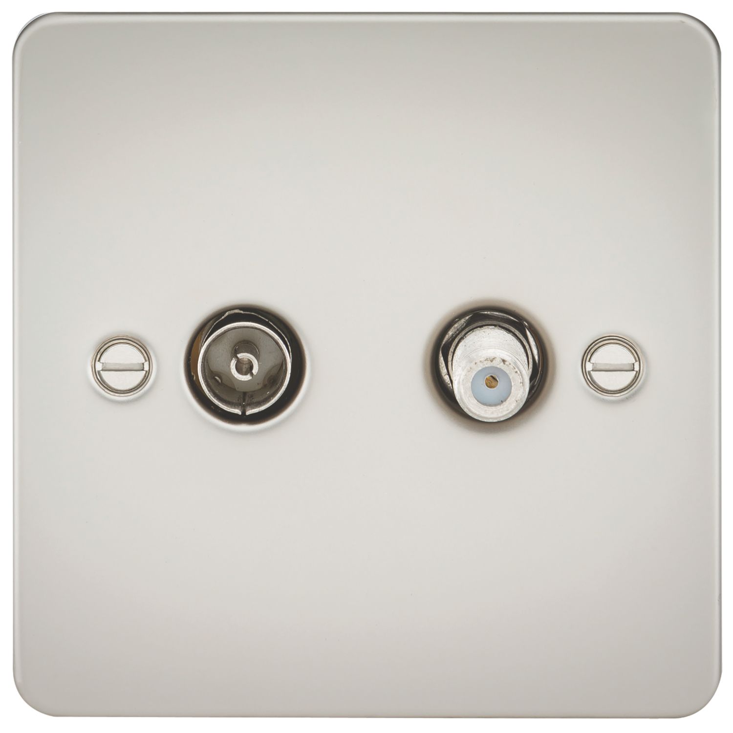 Knightsbridge 2-Gang Isolated Coaxial TV & F-Type Satellite Socket Pearl (168TX)
