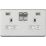 Knightsbridge  13A 2-Gang SP Switched Socket + 2.4A 12W 2-Outlet Type A USB Charger Brushed Chrome with White Inserts