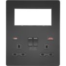 Knightsbridge SFR994MBB 13A 2-Gang DP Combination Plate + 4.0A 18W 2-Outlet Type A & C USB Charger Matt Black with Black Inserts
