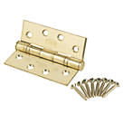 Smith & Locke  Stainless Brass Grade 13 Fire Rated Square Ball Bearing Hinges 102x76mm 2 Pack