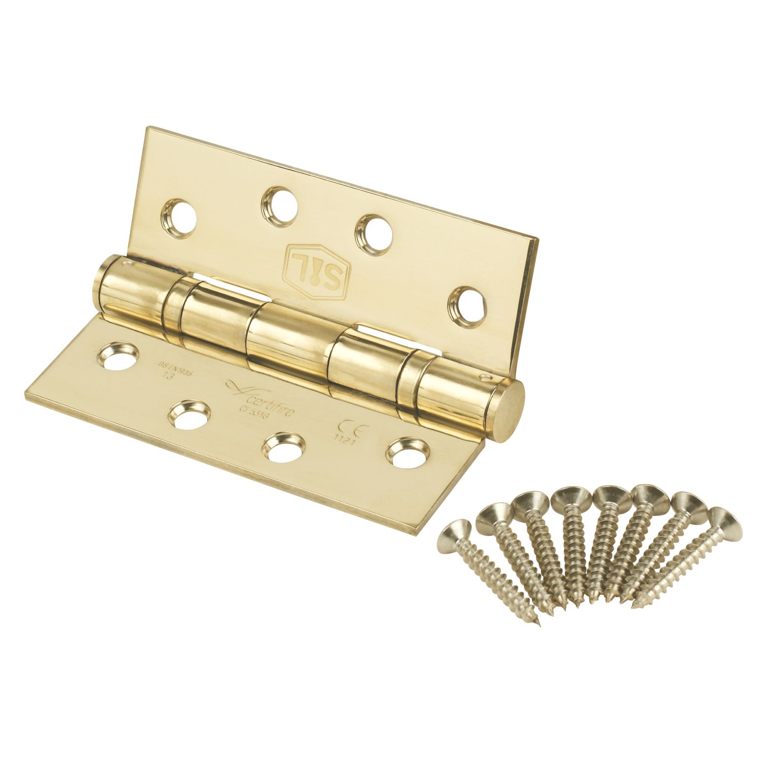 Smith & Locke Stainless Brass Grade 13 Fire Rated Square Ball Bearing Hinges 102mm x 76mm 2 Pack (1698G)