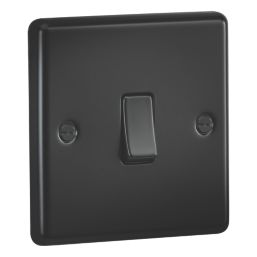 Knightsbridge Raised Edge Rounded 10AX 1-Gang 1-Way Double Pole Switch  Matt Black
