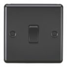 Knightsbridge Raised Edge Rounded 10AX 1-Gang 1-Way Double Pole Switch  Matt Black