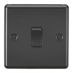 Knightsbridge Raised Edge Rounded 10AX 1-Gang 1-Way Double Pole Switch  Matt Black