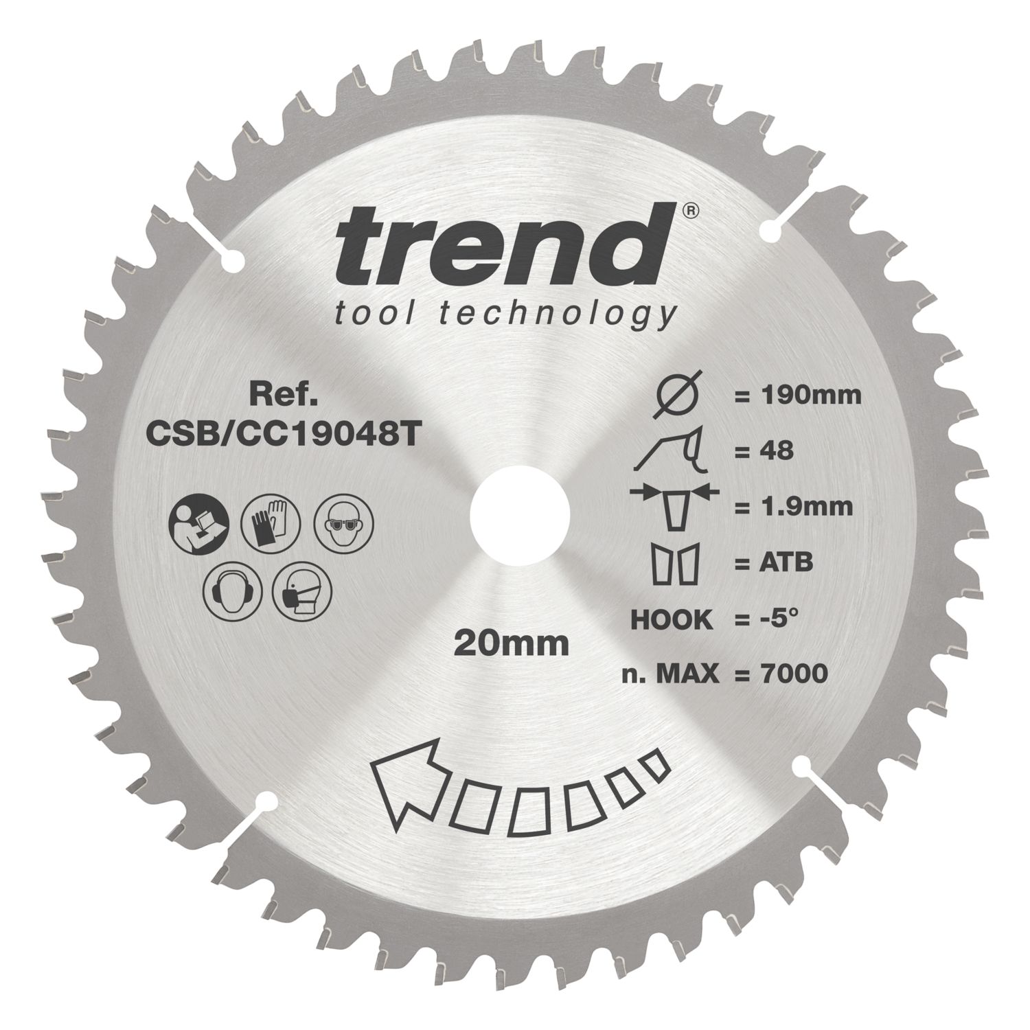 Trend CSB/CC19048T Wood Circular Saw Blade 190mm x 20mm 48T (169EC)