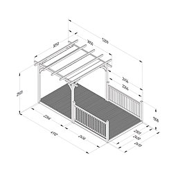 Forest Ultima 16' x 8' (Nominal) Flat Pergola & Decking Kit with 2 x Balustrades (4 Posts) & Canopy
