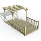 Forest Ultima 16' x 8' (Nominal) Flat Pergola & Decking Kit with 2 x Balustrades (4 Posts) & Canopy
