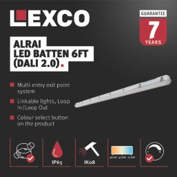 Lexco Alrai Single 6ft LED Dimmable CCT Batten 70W 4900-9800lm 220-240V