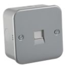 Knightsbridge  Metal Clad Telephone Master Socket Grey with White Inserts