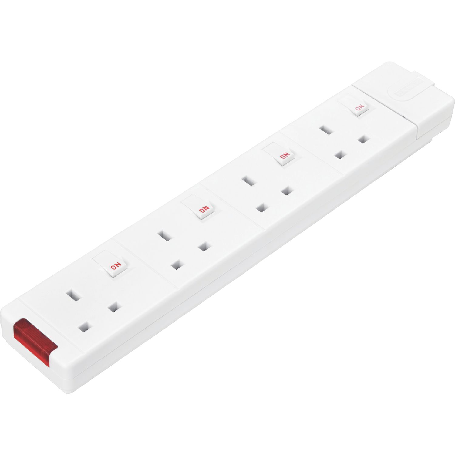 Masterplug 13A 4-Gang Unfused Rewireable Trailing Socket with LED White (169XF)