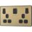 British General Evolve 13A 2-Gang SP Switched Socket + 3A 22W 2-Outlet Type A & C USB Charger Satin Brass with Black Inserts