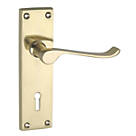 Smith & Locke  Fire Rated Lock Door Handles Pair Polished Brass
