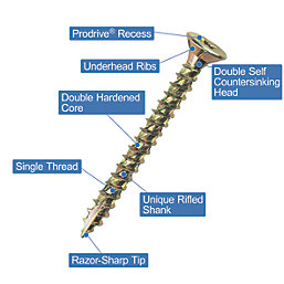 TurboGold  PZ Double-Countersunk  Multipurpose Screws 5mm x 40mm 200 Pack