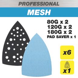 Trend  AB/DET/M7/P 80, 120 & 180 Grit Mesh Wood, Paint, Plastic, Filler, Plaster & Metal Detail Sanding Pads with Pad Saver  x  7 Pack