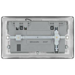 LAP  13A 2-Gang SP Switched Wi-Fi Extender + 2.1A 10.5W 1-Outlet Type A USB Charger Brushed Steel with White Inserts