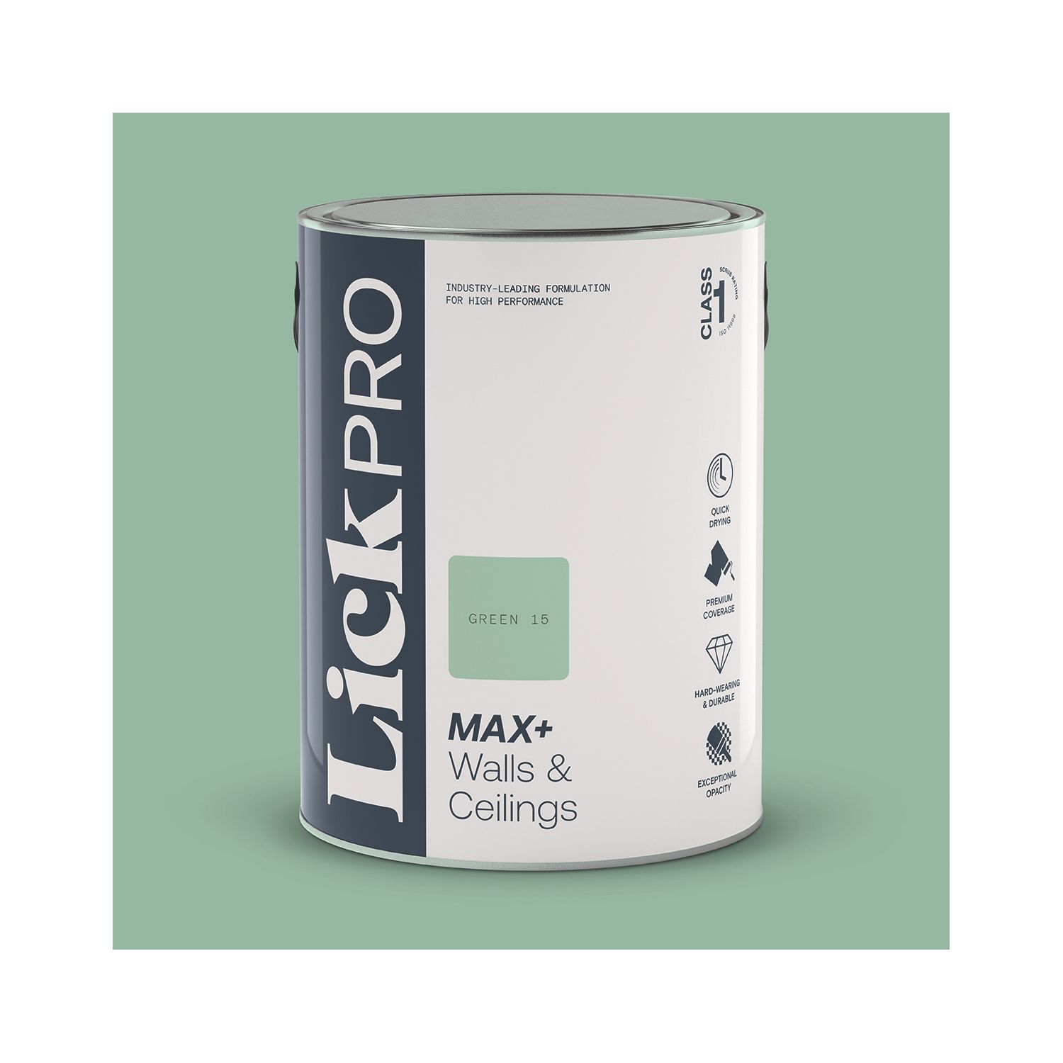 LickPro Max+ 5Ltr Green 15 Eggshell Emulsion Paint (170JY)