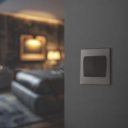 British General Evolve 20A 16AX 2-Gang 2-Way Wide Rocker Light Switch  Black Chrome