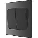 British General Evolve 20 A 16AX 2-Gang 2-Way Wide Rocker Light Switch  Black with Black Inserts