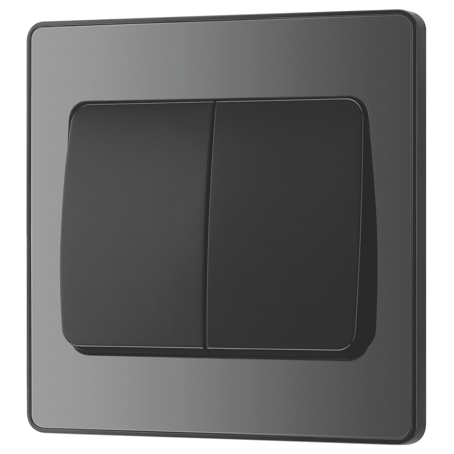 British General Evolve 20A 16AX 2-Gang 2-Way Wide Rocker Light Switch Black Chrome (170PY)