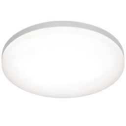 Saxby Eros  LED Bathroom & Indoor Flush Ceiling Light Silver/White 22W 1900lm